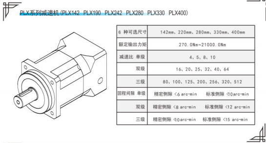 PLX系列精密行星減速機(jī)參數(shù)表